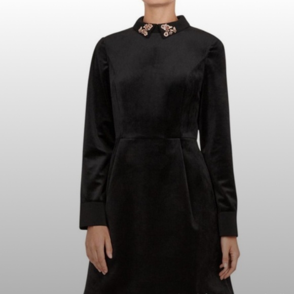Ted Baker - Alava Embelished Collar Velvet Dress - Size 1(4 US) - Picture 7 of 11